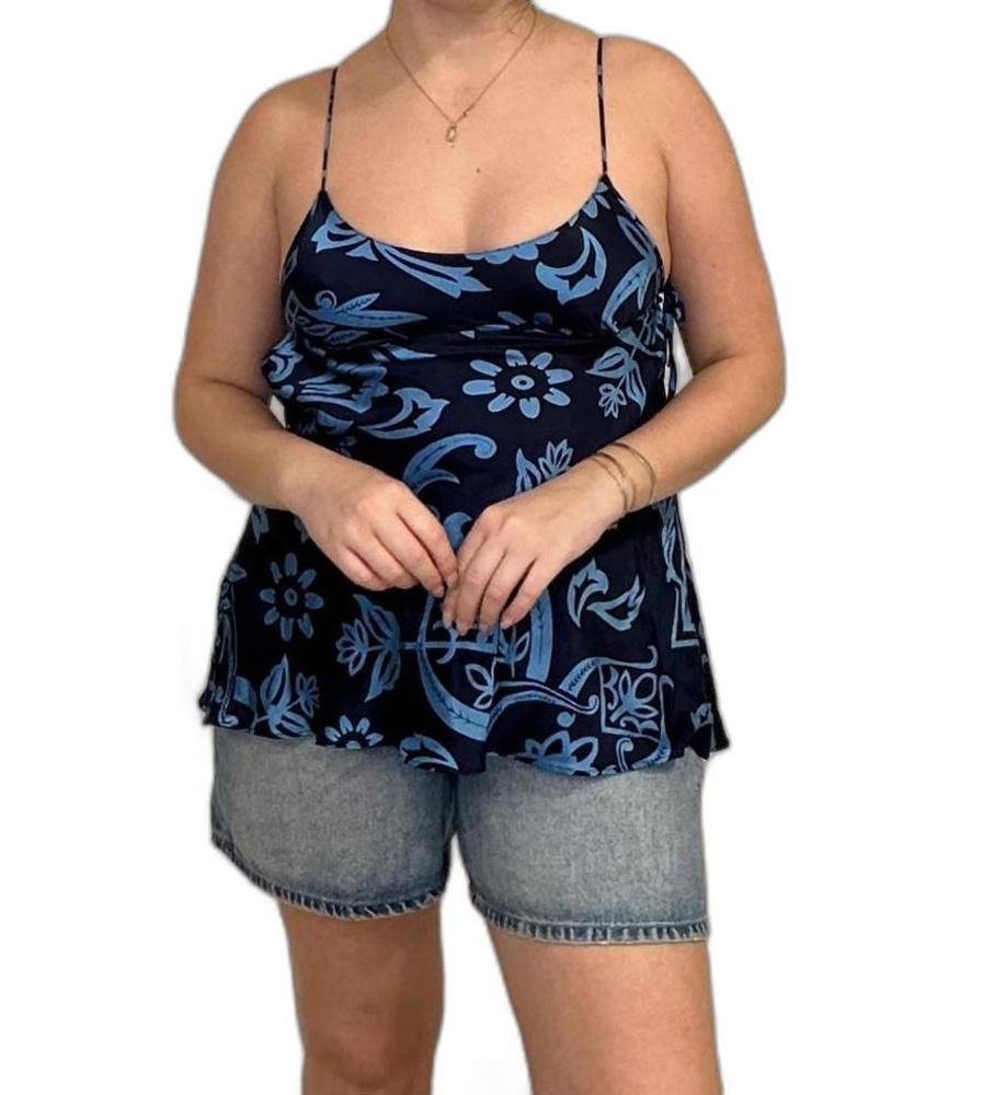 VICTORIA'S SECRET 100% SILK FLORAL TANK TOP SIDE TIE